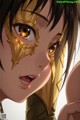 Anime girl with a golden mask on her face.